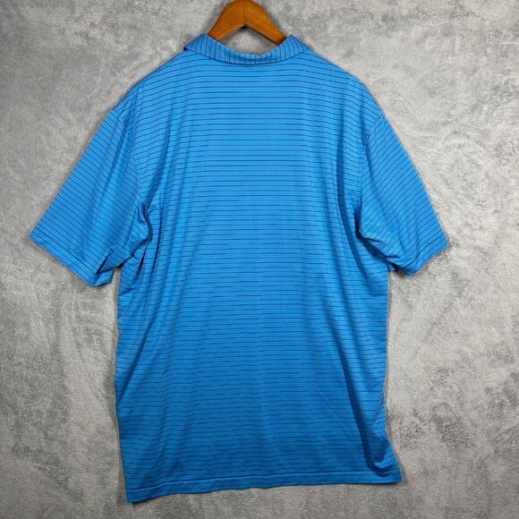 Peter Millar Summer Comfort Crown Sport Blue Striped Polo Shirt Mens XL - Picture 8 of 8